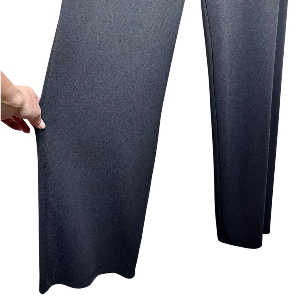 Zara Zip Front Wide Leg Halter Jumpsuit Black Stretchy Medium Low Cut - Picture 10 of 16